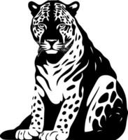 leopardo - nero e bianca isolato icona - vettore illustrazione