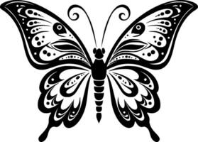 la farfalla, nero e bianca vettore illustrazione