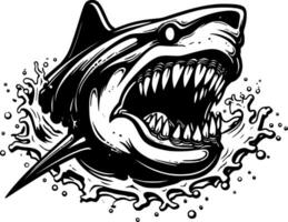 squalo - nero e bianca isolato icona - vettore illustrazione