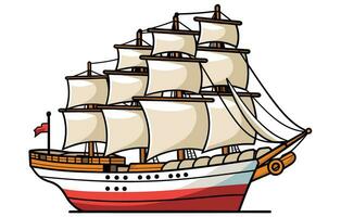 navi nel il oceano con un' gabbiano vettore, navi acqua trasporto vettore illustrazione