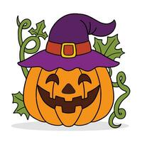 Halloween zucca vettore cartone animato illustrazione. Halloween pauroso zucca con Sorridi