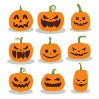 Halloween zucca con viso espressione. vettore cartone animato illustrazione