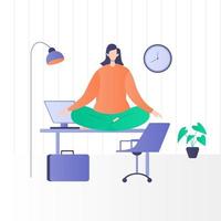 yoga in ufficio illustrazione concept vettore