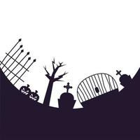 disegno vettoriale di zucche e cancelli del cimitero di halloween