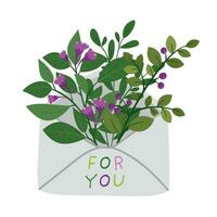 fiori nel carta Busta isolato illustrazione. primavera floreale posta. vettore design concetto per san valentino giorno, madre S giorno, donne S giorno vacanze