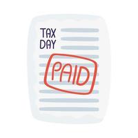 documento del giorno delle tasse con disegno vettoriale di sigillo pagato