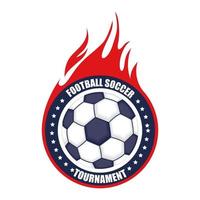 poster sportivo calcio calcio con palloncino in fiamme vettore