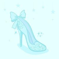 carino Principessa fantasia cristallo scarpe, piatto, cartone animato stile. vettore illustrazione con sospeso stelle sfondo.