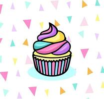 disegno di un' carino e colorato cupcake. vettore