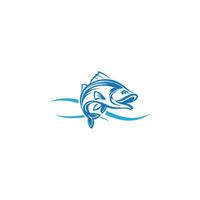 blu pesce nel acqua logo design vettore