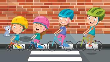 famiglia felice in bicicletta insieme vettore