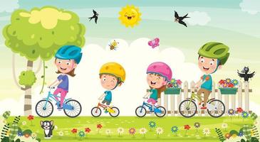 famiglia felice in bicicletta insieme vettore