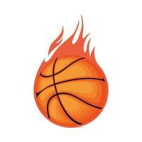 pallone da basket sport con fiamma di fuoco vettore