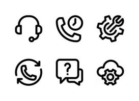 semplice set di icone di linee vettoriali relative alla guida e al supporto. contiene icone come auricolare, avviso di chiamata, configurazione cloud e altro.