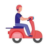avatar isolato uomo con casco sul disegno vettoriale di moto