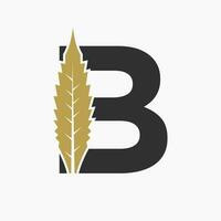 lettera B canapa logo concetto con marijuana foglia icona vettore