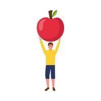 uomo avatar con disegno vettoriale di frutta mela