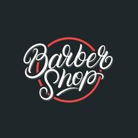 barbiere negozio mano scritto lettering logo, etichetta, distintivo, emblema, cartello. moderno spazzola calligrafia, tipografia. Vintage ▾ retrò stile. vettore illustrazione.