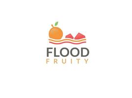 minimo alluvione frutta logo design - mano disegnato frutta logo design per negozio - arancia frutta logo design vettore