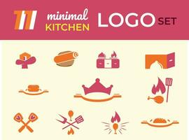 collezione di minimo cucina logo impostato - cucina icone 2023 - Casa cibo vettore