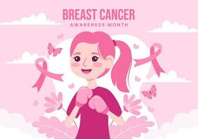 Seno cancro consapevolezza mese vettore illustrazione di diverso donne con rosa supporto nastro per assistenza sanitaria campagna solidarietà sfondo modelli