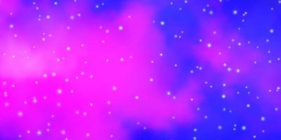 sfondo vettoriale rosa viola chiaro con stelle piccole e grandi