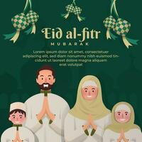 contento eid mubarak famiglia vettore