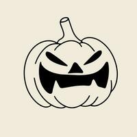 Jack o lanterna nel scarabocchio stile isolato su sfondo. mano disegnato Halloween zucca schema per arredamento. Halloween vettore illustrazione.