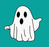 carino fantasma nel scarabocchio stile isolato su sfondo. vettore illustrazione Halloween arredamento.