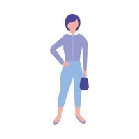donna avatar isolata con disegno vettoriale borsa