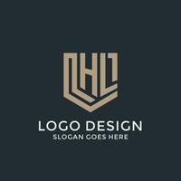 iniziale hl logo scudo guardia forme logo idea vettore