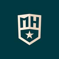 iniziale mh logo stella scudo simbolo con semplice design vettore