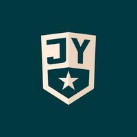 iniziale jy logo stella scudo simbolo con semplice design vettore