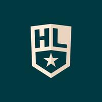 iniziale hl logo stella scudo simbolo con semplice design vettore