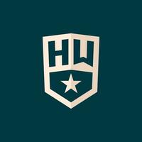 iniziale hw logo stella scudo simbolo con semplice design vettore