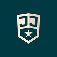 iniziale jj logo stella scudo simbolo con semplice design vettore