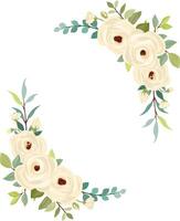 fiore mazzo imposta. bianca Rose, verde le foglie. nozze concetto. floreale manifesto, invitare e saluto carta. vettore