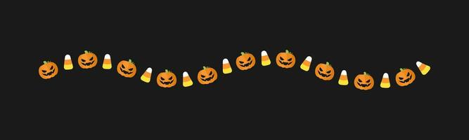 separatore confine illustrazione linea di carino Jack o lanterne, caramella Mais, trucco o trattare modello per Halloween giorno concetto di autunno stagione vettore
