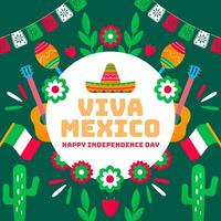 Viva Messico, indipendenza giorno di Messico illustrazione nel piatto design vettore