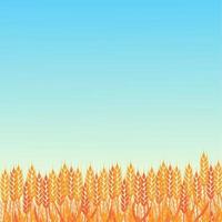 paesaggio soleggiato estivo con un campo di grano maturo gradiente stile piatto design illustrazione vettoriale. bellissimo sfondo per le tue esigenze. giornata di sole nel campo di grano. vettore