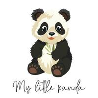 mio poco panda. carino panda con eucalipto. concetto panda bandiera piazza modulo. vettore illustrazione.