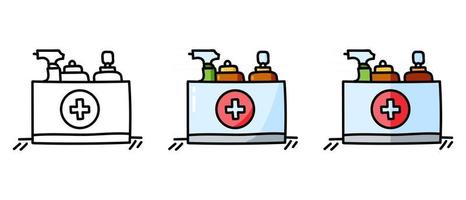 Simboli disinfettanti per contorni e colori vettore