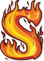 lettera S su fuoco disegno, fiamma nel S lettera, fuoco S logo, fiammeggiante S clip arte, azione vettore Immagine, S e fuoco logo concetto azione Immagine