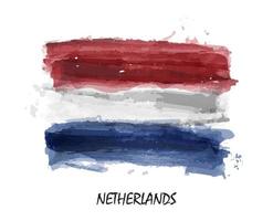 bandiera realistica della pittura ad acquerello dei Paesi Bassi. vettore. vettore
