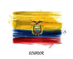 bandiera realistica della pittura ad acquerello dell'ecuador. vettore. vettore
