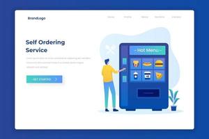 pagina di destinazione dell'illustrazione del servizio di ristorazione self-order vettore