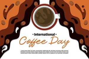 vettore carta tagliare internazionale caffè giorno con semplice stile illustrazione