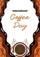 manifesto modello carta tagliare internazionale caffè giorno con divertimento stile vettore illustrazione