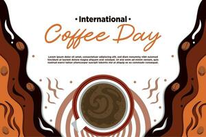 vettore carta tagliare internazionale caffè giorno con divertimento stile illustrazione