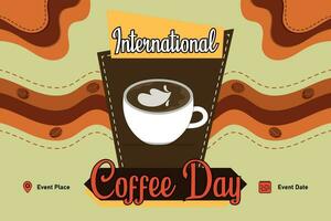 modello internazionale caffè giorno con retrò temi illustrazione 2.4 vettore